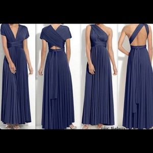 Blue wrap bridesmaids dress